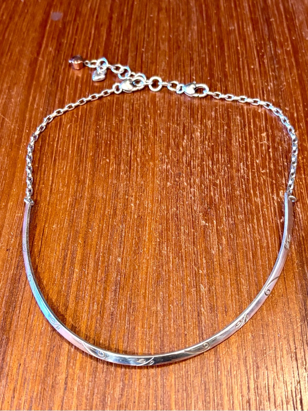 🆕 Brighton Etched Choker necklace Silver collar Holds beads & charms Retired